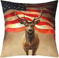 Housse de coussin camouflage 4 pièces motif animaux (ours, loup, cerf) et drapeau américain, idéale pour la maison, la chambre et le canapé