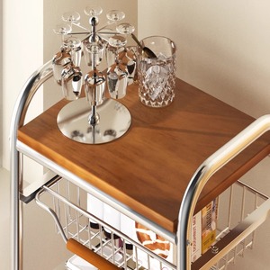 Storage Cart 4 Layers Metal <b>Rolling</b> Cart With Baskets For Kitchen Food Storage Organizing Vegetables <b>Fruits</b> Spices - Product Image 3