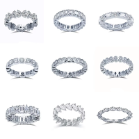 Bague personnalisée en diamant de laboratoire taille princesse, entièrement sertie, en argent S925 et or 9 carats, pour bijoux de mariée, marque OEM