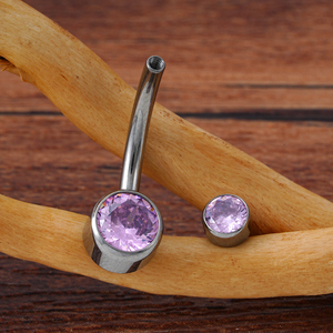 ASTM F136 titanyum göbek temizle zirkon çerçeve Piercing göbek halkası göbek takısı - Product Image 5