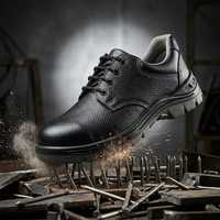 Chaussures de sécurité à bout en acier noir, bottes de travail en cuir véritable pour hommes, imperméables, respirantes, antidérapantes, chaussures industrielles antistatiques