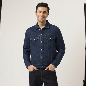 Venta caliente Chaqueta de mezclilla de alta calidad para hombres Diseño de invierno transpirable con chaqueta de cuello alto Trending High Street - Product Image 1