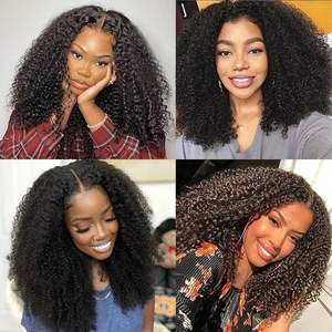 Perruque Bob Kinky Curly Double Drawn en Gros au Meilleur Prix, 100% Cheveux Humains, Tulle HD Sans Colle 4*4 5*5 13x4, Perruques Frontales pour Femmes Noires - Product Image 5