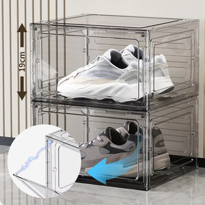 Bán Buôn Nhựa Trong Suốt Sneaker Stackable Giày Lưu Trữ Hộp Thả Phía Trước Acrylic Loại Ngăn Kéo Chuyển Đổi Từ Hộp Giày - Product Image 1