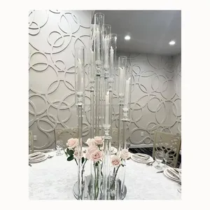 MH-TZ0662 7-Head 100cm Crystal Wedding <strong>Candelabra</strong> with Glass Tube Candlestick Holder for Wedding Table Decoration - Product Image 4
