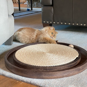 In legno rustico gatto giradischi Scratcher con palla interattiva giocattolo mobili per <span class=keywords><strong>gatti</strong></span> per animali domestici gioco del pavimento - Product Image 1
