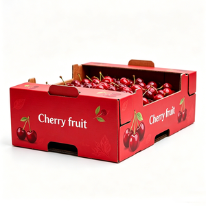 Boîtes en carton ondulé personnalisées imprimées numériquement, recyclables, 1 kg, pour cerises et <span class=keywords><strong>tomates</strong></span> cerises – Vente en gros - Product Image 2