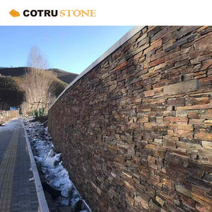 Bán Buôn Giá Rẻ Ngoài Trời Hiện Đại Châu Âu Nâu Tự Nhiên <span class=keywords><strong>Slate</strong></span> Veneer Văn Hóa <span class=keywords><strong>Honed</strong></span> Gạch Cho Biệt Thự Trang Trí Tường Tường Ngoài Trời - Product Image 2