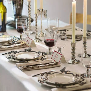 Platos de cerámica redondos con diseño único de lazo y volantes, artículos de decoración para el hogar, regalo, vajilla, plato base para bodas, platos para restaurante - Product Image 4