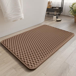 Alfombra de Baño de Terciopelo de Algodón, Rectangular, Geométrica, Absorbente, Antideslizante, Diseño Minimalista para Baño - Product Image 1