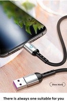 Câble de données tressé Type-C 5A avec voyant lumineux pour téléphones Apple/Android/mobiles, charge rapide 60W max