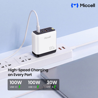 Chargeur rapide USB-C Miccell 100W GAN avec 1 port USB-A et 2 ports USB-A, chargeur mural USB-A pour tous les produits intelligents