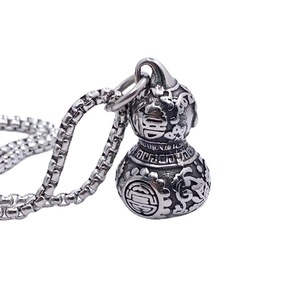 Collier pour homme en acier inoxydable de style chinois avec pendentif gourde, breloque thématique, cadeau 2160118 - Product Image 1