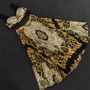 A5107 di Prezzi di Fabbrica Della Cinghia Del Merletto Del Modello di Stampa di Sport Reggiseno Pieghettato del Pannello Esterno Lungo di Modo A Due Pezzi Delle Donne del Vestito di <span class=keywords><strong>Abbigliamento</strong></span> - Product Image 1