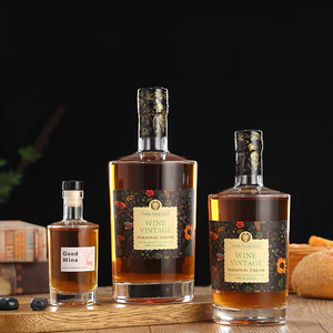 100ml 375ml 500ml 750ml trong suốt tròn rỗng Flint Glass rượu rượu Whisky <span class=keywords><strong>Vodka</strong></span> Tequila chai với niêm phong Nút Chai Nắp - Product Image 1