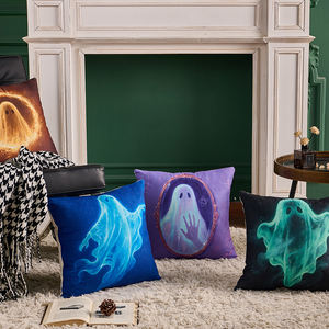 <span class=keywords><strong>Housse</strong></span> <span class=keywords><strong>de</strong></span> coussin carrée à imprimé numérique moderne, motif fantôme thème Halloween, sans rembourrage, pour canapé, usage domestique et hôtelier - Product Image 1