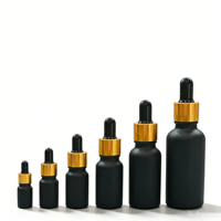 Flacon compte-gouttes en verre givré noir 10ml 15ml 20ml 30ml 50ml 100ml, boîte personnalisée, flacon compte-gouttes noir mat avec boîte