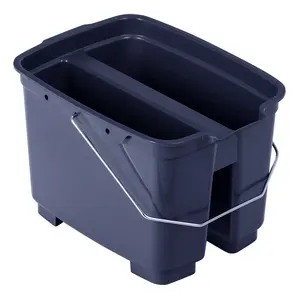 Secchio/carrello per la pulizia del secchio doppio in plastica di grado commerciale o-cleaning, secchio multiuso diviso, facile da trasportare, grigio