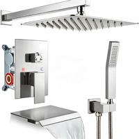 Ensemble de robinetterie de douche encastrée noir mat 3 voies avec douchette et bec cascade pour salles de bain minimalistes