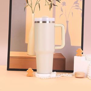 Insulated H2.0 Handle Car Travel Tumbler 40oz <b>Double</b> <b>Wall</b> <b>Mug</b> Lid Straw Anti-Slip OEM Custom Color - Product Image 1