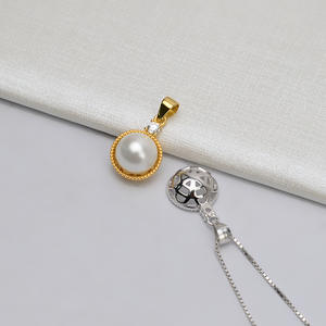 จี้ไข่มุกเงินแท้ S925 ขนาด 11 มม. สำหรับผู้หญิง แบบเปล่า สำหรับงาน DIY อุปกรณ์เสริม ถาดกึ่งสำเร็จรูป 795-จี้ไข่มุกสุดหรู - Product Image 3