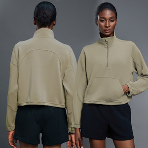 <span class=keywords><strong>Sudadera</strong></span> con <span class=keywords><strong>capucha</strong></span> Roregal de otoño para mujer, con cuello alto y media cremallera, informal, de manga larga, holgada, con cordón en el bajo, deportiva - Product Image 1
