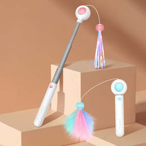 Juguete Educativo Ecológico para Mascotas de ABS y PP, Interactivo, Colorido, Elástico, Moderno, para Gatos, Divertido, con Borlas y Plumas - Product Image 3