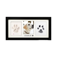 Kit de cadre commémoratif pour animaux de compagnie en bois écologique chien/chat empreinte de patte argile propre tactile tampon encreur personnalisable bricolage amoureux des chiens
