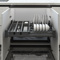 ARTSTEEL Meuble de rangement de cuisine moderne en verre et fer avec 4 tiroirs à extension complète, accès facile, capacité de 600 mm pour casseroles dans les armoires
