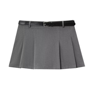 SHENZHU 2025 Nouvelle Collection Automne – <span class=keywords><strong>Jupe</strong></span>-culotte Plissée à <span class=keywords><strong>Carreaux</strong></span> Grise Taille Mi-Haute avec Ceinture Élégante pour Femme 3046047 - Product Image 1