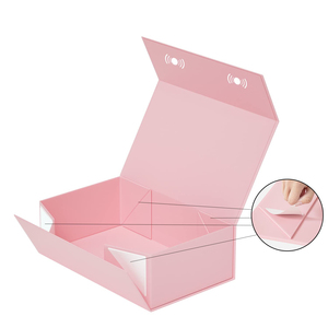 Scatola di carta pieghevole magnetica pieghevole in cartone rosa scatola di profumo rigido scatola di imballaggio per cosmetici - Product Image 1