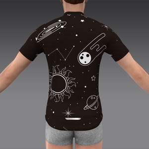 HIRBGOD Maillot de <span class=keywords><strong>cyclisme</strong></span> Aero Fit unisexe motif planète noire adapté à la course avec manches rondes trois poches arrière - Product Image 6