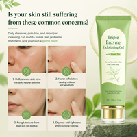 Gel exfoliant au thé vert avec logo et emballage personnalisés, marque privée, gommage doux pour le visage, exfoliant pour le visage à la papaye et à la niacinamide, OEM ODM