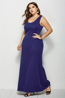 Robe longue décontractée pour femme grande taille, sans manches, taille empire, coupe droite, col carré, couleur unie