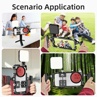 Rig Cage Stabilizer Smartphone dengan Kit Rig Profesional dan 2 Pegangan untuk Pembuatan Film dan Vlogging Genggam untuk Ip 15 16 17
