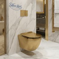 Ensemble de toilettes murales haut de gamme en céramique dorée pour hôtel, WC de luxe doré pour salle de bain
