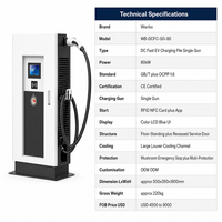 Station de recharge rapide DC Wanbo-574 à pistolet unique 80 kW avec refroidissement par volets, chargeur de VE, source directe usine