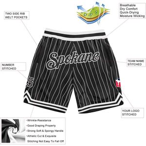 Shorts de basket-ball personnalisés Fanscustom avec poches, shorts de sport en tricot côtelé personnalisés avec nom et numéro cousus - Product Image 3