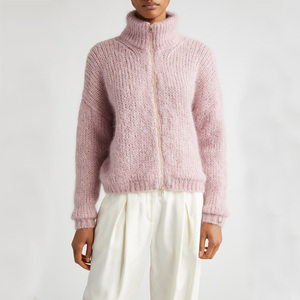 Abbigliamento invernale maglione lavorato a maglia personalizzata <span class=keywords><strong>Cardigan</strong></span> <span class=keywords><strong>donna</strong></span> <span class=keywords><strong>con</strong></span> <span class=keywords><strong>cerniera</strong></span> in Mohair - Product Image 1