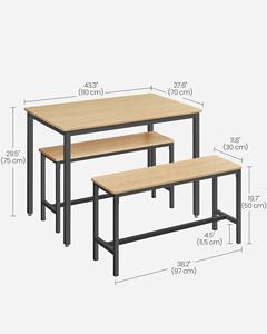 <span class=keywords><strong>VASAGLE</strong></span>-<span class=keywords><strong>Table</strong></span> et banc de salle à <span class=keywords><strong>manger</strong></span> moderne et peu encombrants, meubles en bois, ensemble de <span class=keywords><strong>table</strong></span> nordique - Product Image 6