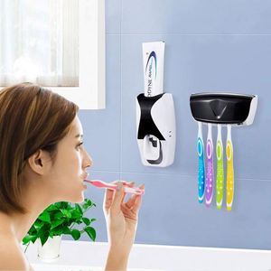 En stock, Vente chaude : Kit de salle de bain mural anti-poussière avec distributeur automatique de dentifrice et presse-dentifrice, et porte-brosse à dents - Product Image 3