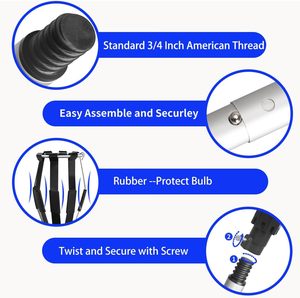 Haojingyi - Barra Telescópica <span class=keywords><strong>de</strong></span> 3 Vías <span class=keywords><strong>de</strong></span> 12 pies con Cestas para Remover Luces Empotradas y Cambiar Bombillas en Techos Altos - Product Image 4