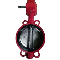 DIDLINK Robinet d'incendie manuel en fonte rouge 150LB, Vanne papillon à triple déport rainurée à joint wafer, Taille de port 1/2 pour l'eau