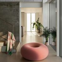 Canapé-lit ottoman rond moderne en velours, design créatif, une place, avec rembourrage en éponge, pour appartement et hôtel