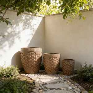 Ensemble de pots de fleurs en céramique résistants aux intempéries pour jardin vertical et décoration intérieure - Utilisation durable en extérieur/intérieur, design moderne - Product Image 1
