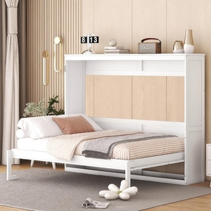 Ensemble de meubles pour co-living : Lit mural pliant moderne Queen Size avec armoire de rangement pour petits appartements, hôtels et écoles - Product Image 3