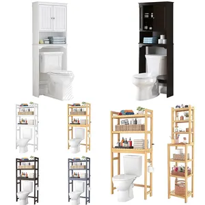 Prateleira de bambu personalizada para banheiro, economizadora de espaço, prateleira de bambu para banheiro, armário de banheiro, prateleira para banheiro
