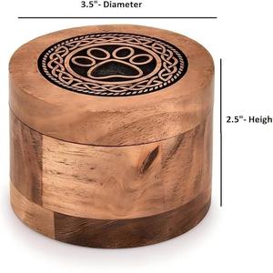 Guci Kayu Buatan Tangan dengan Logo Pola Kustom - Guci Hewan Peliharaan Premium untuk Abu, Kenang-kenangan Hewan Peliharaan untuk Anjing & Kucing - Product Image 2