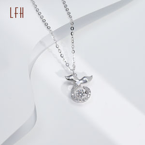 Bijoux fins Collier pendentif queue de phoque en or 18 carats Or pur 18 carats Collier en zircon cubique pour femmes - Product Image 3