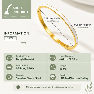 กำไลข้อมือฝังเปลือกหอย สแตนเลสและเปลือกหอย ชุบสุญญากาศทอง 14K - Product Image 3